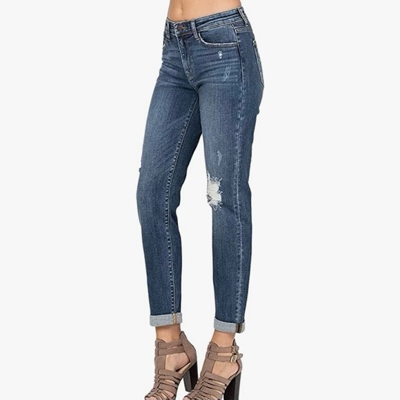 💋NWT💋 Judy Blue Cuffed Destroyed Slim Fit Jeans  Plus Size 24W - Picture 6 of 12